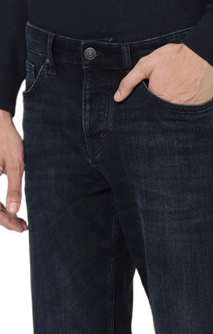Celio Men Navy Blue Solid Straight Fit Cotton Jeans