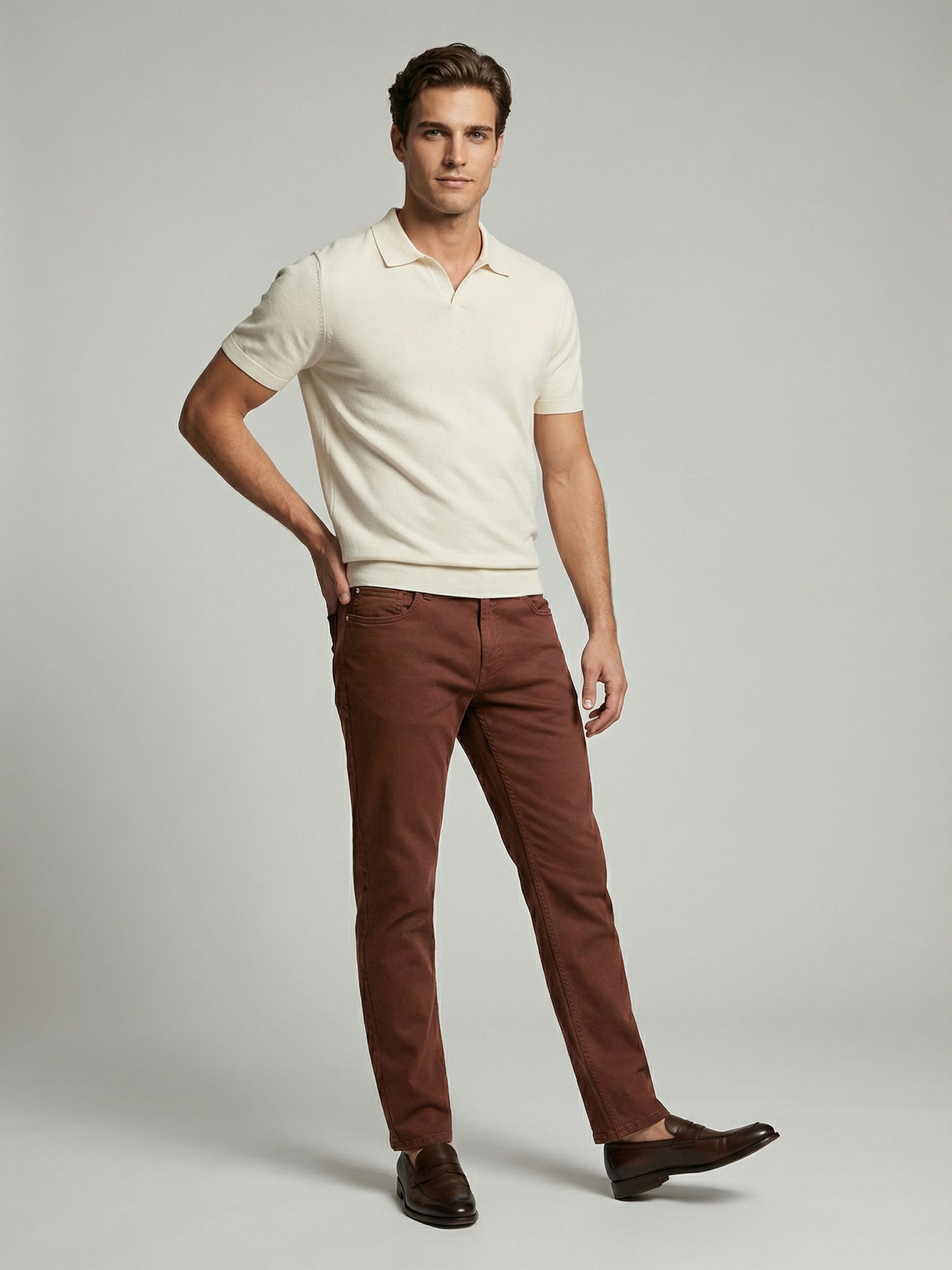 Celio* Men Brown Solid Slim Fit Cotton Jeans