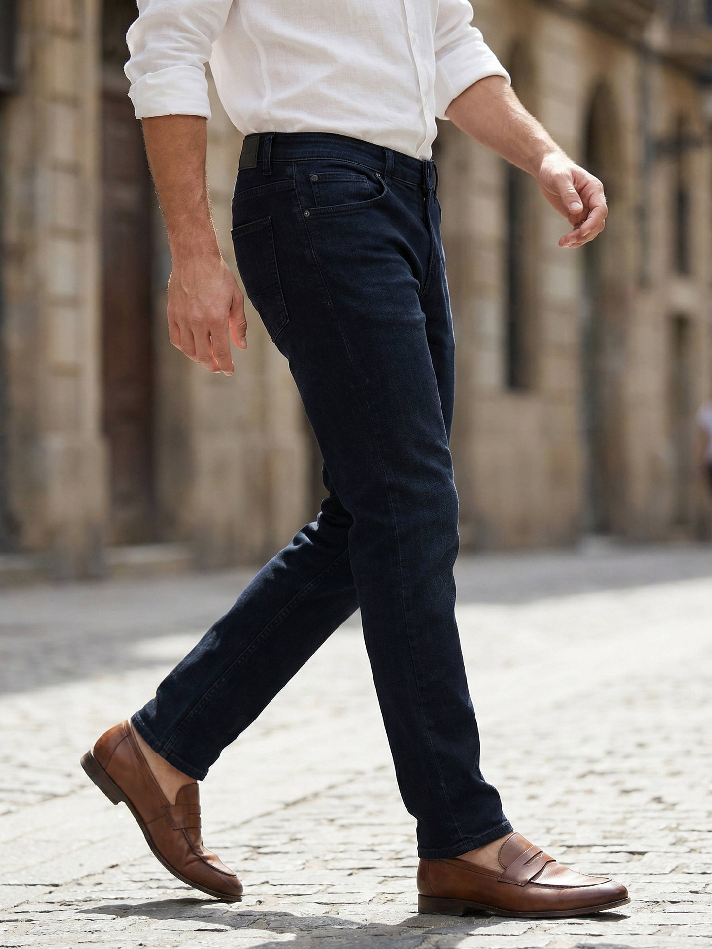 Celio Men Black Solid Straight Fit Cotton Jeans