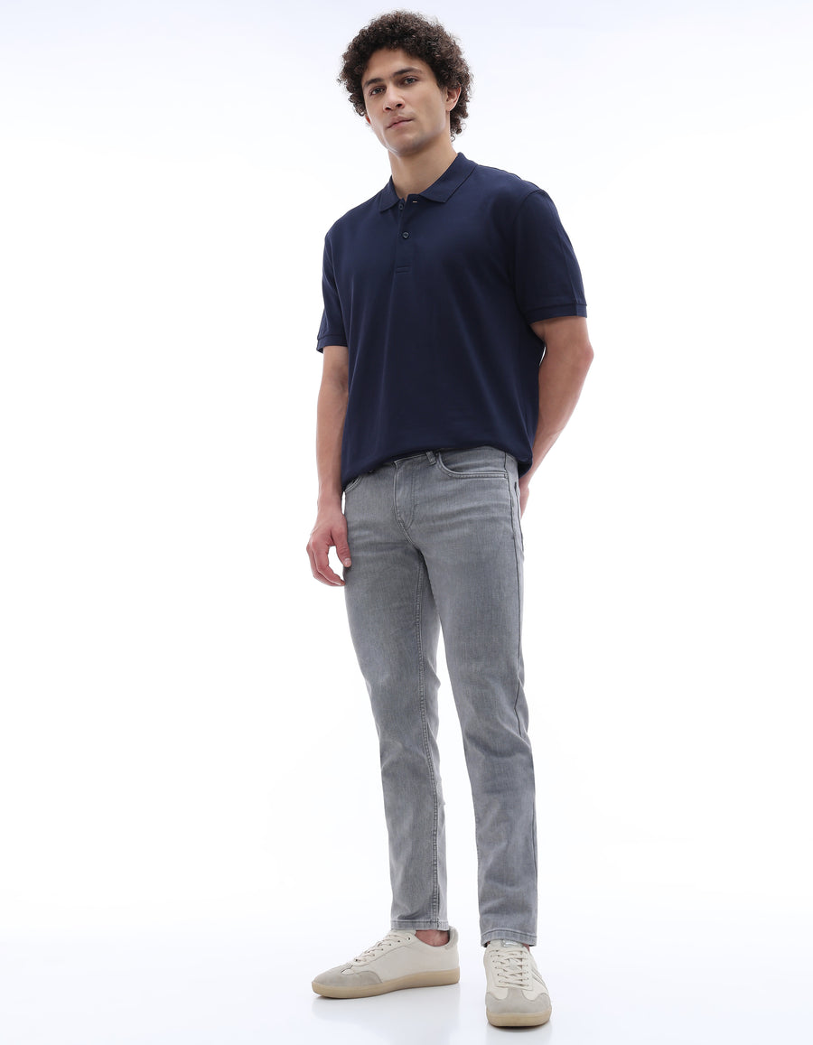 Slim Fit Cotton Blend Jeans - Grey
