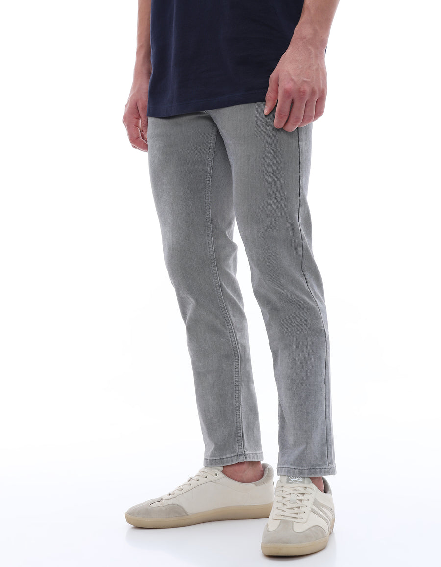 Slim Fit Cotton Blend Jeans - Grey