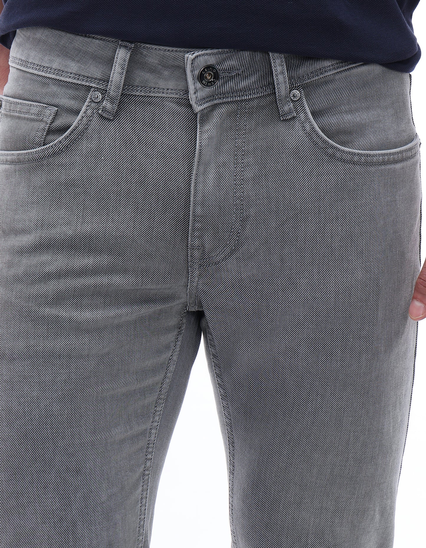 Slim Fit Cotton Blend Jeans - Grey