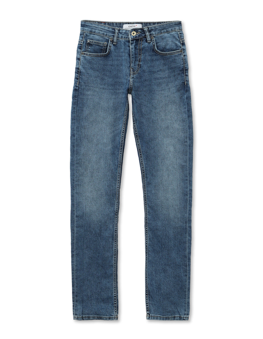 Slim Fit Stretch Cotton Jeans - Blue