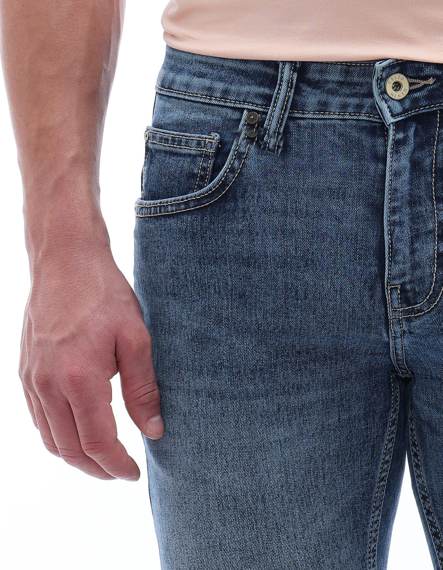 Slim Fit Stretch Cotton Jeans - Blue