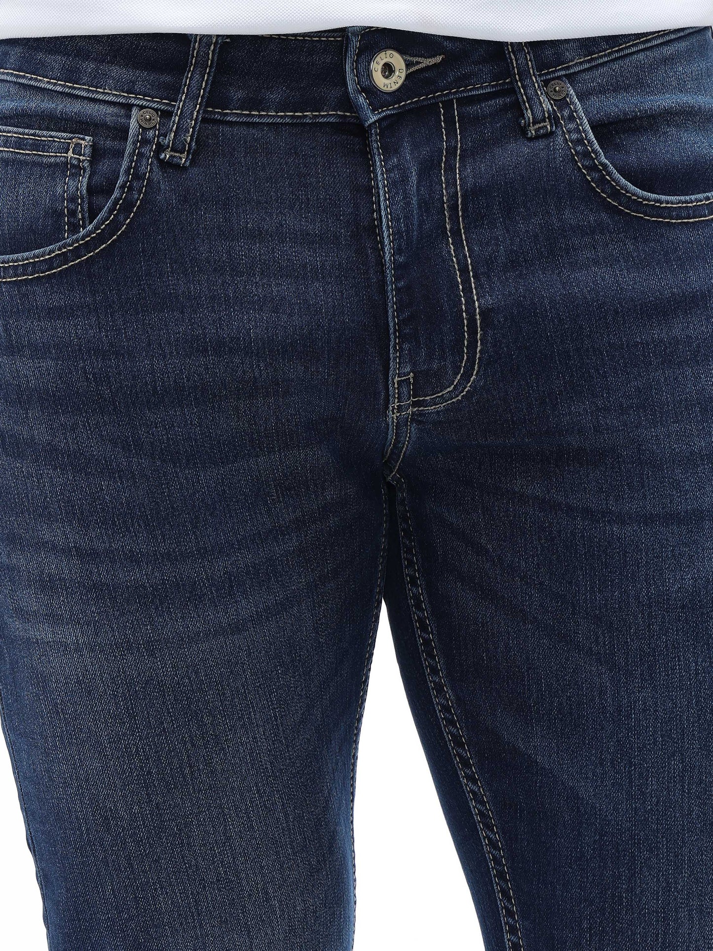 Celio Solid Slim Fit Cotton Poly Blend Grey Jeans