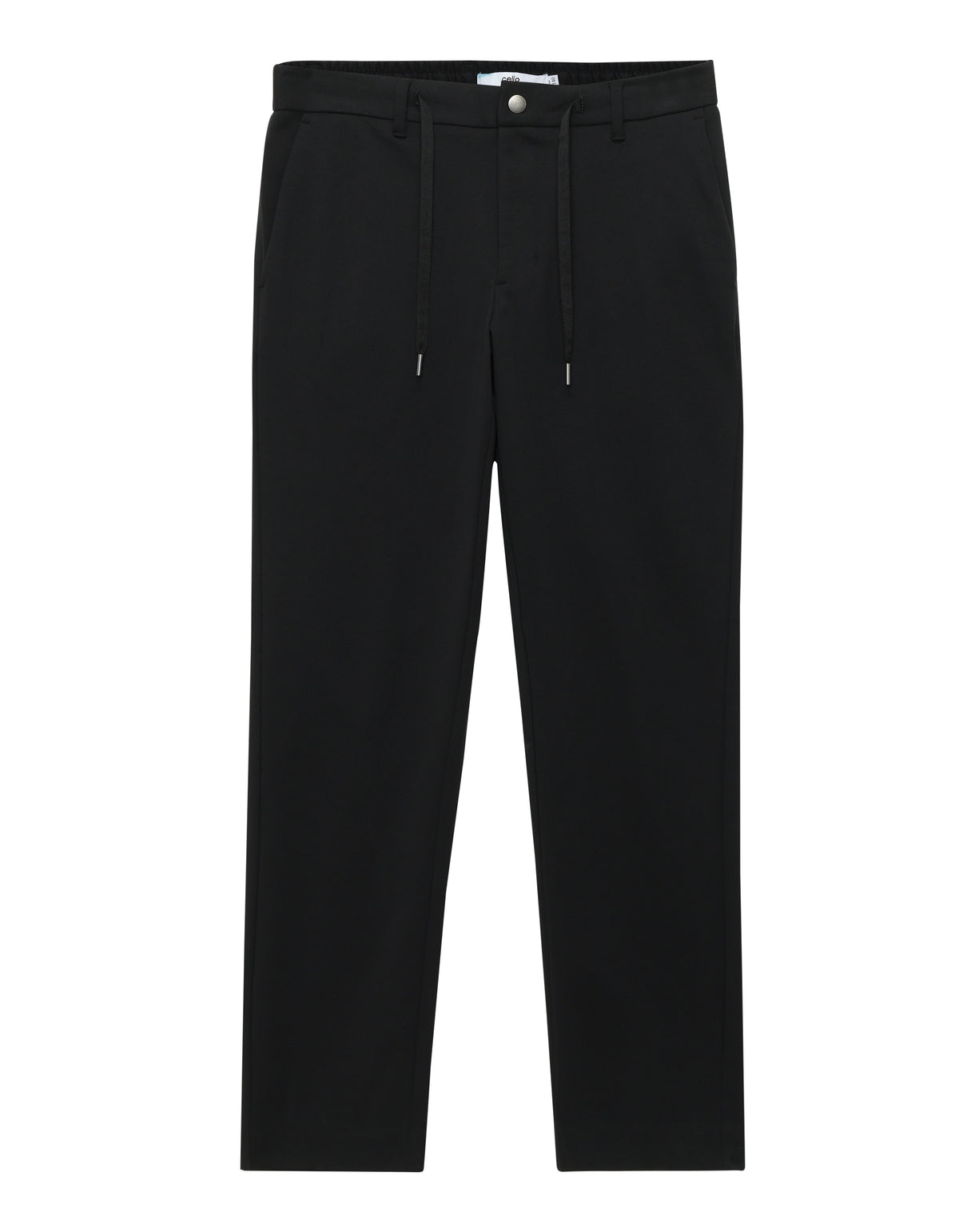 Slim Fit 100% Polyester Dobby Casual Trousers - Black