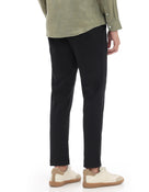 Slim Fit 100% Polyester Dobby Casual Trousers - Black