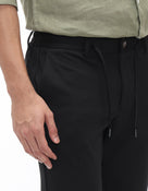Slim Fit 100% Polyester Dobby Casual Trousers - Black