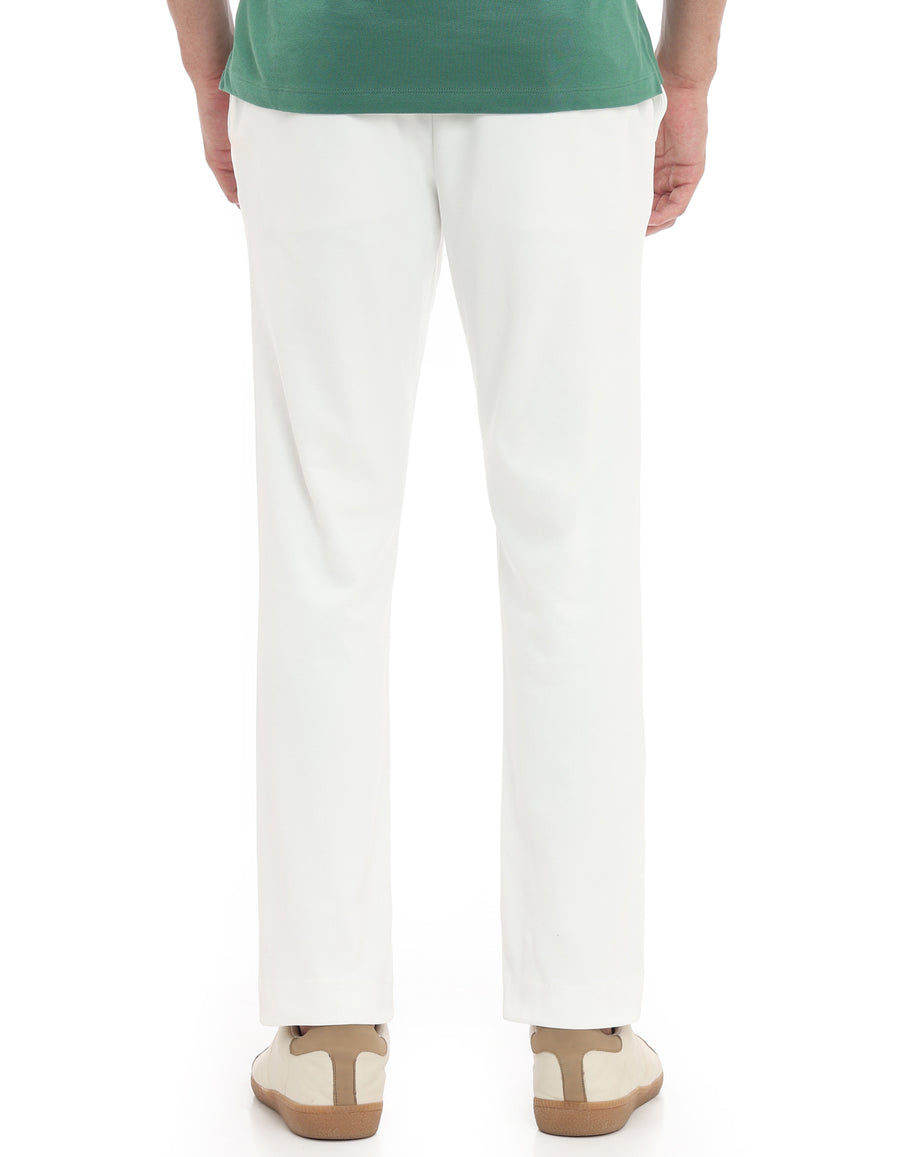 Slim Fit 100% Polyester Dobby Casual Trousers - Off White