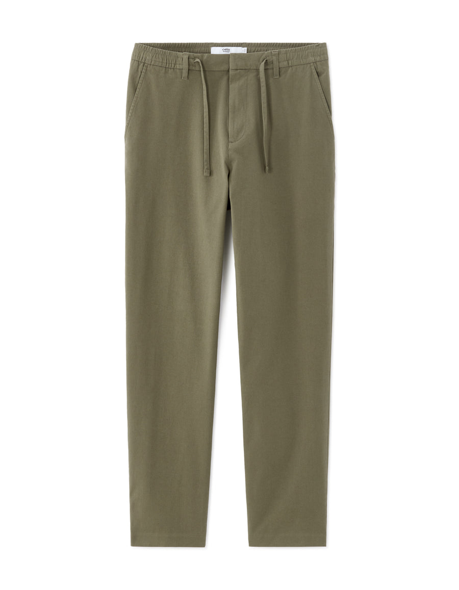 Slim Fit Stretch Cotton Trousers - Khaki