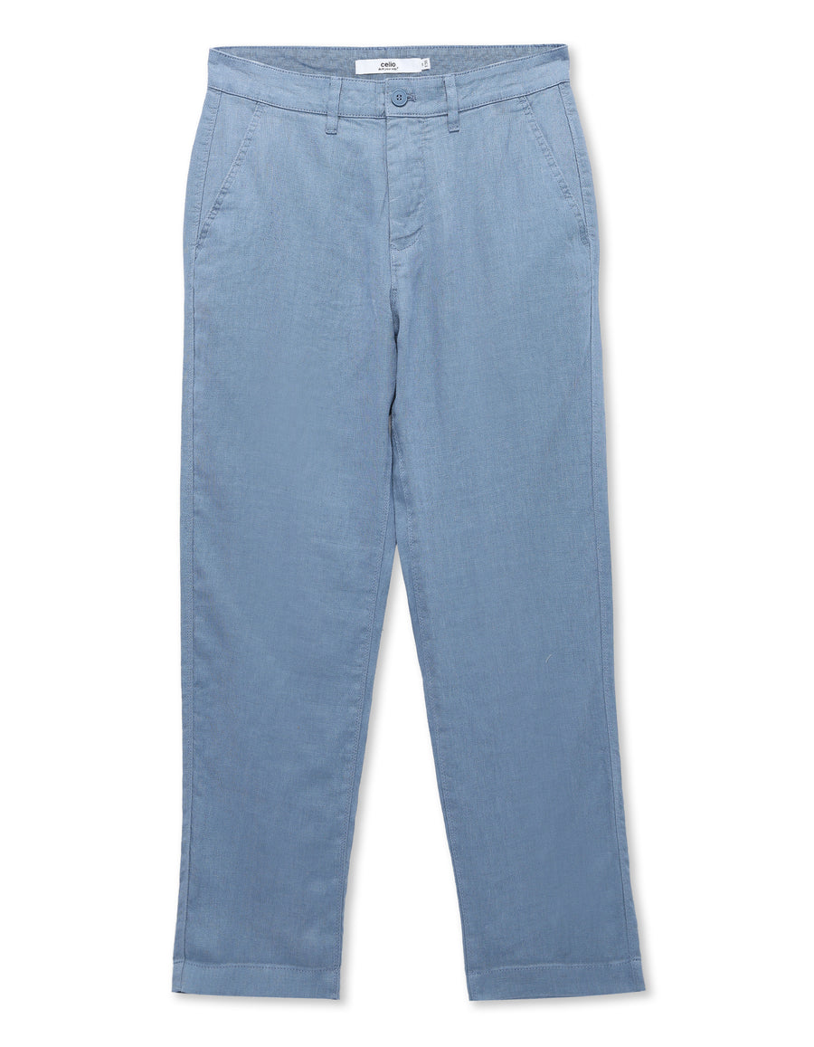 Straight Fit 100% Linen Jeans - Blue
