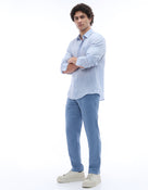 Straight Fit 100% Linen Jeans - Blue