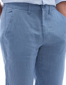 Straight Fit 100% Linen Jeans - Blue