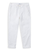 Straight Fit 100% Linen Trousers - White