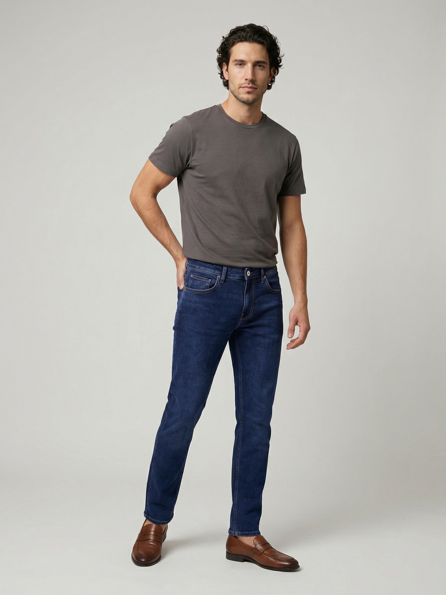 Celio Men Blue Solid Slim Fit Modal-Blend Jeans