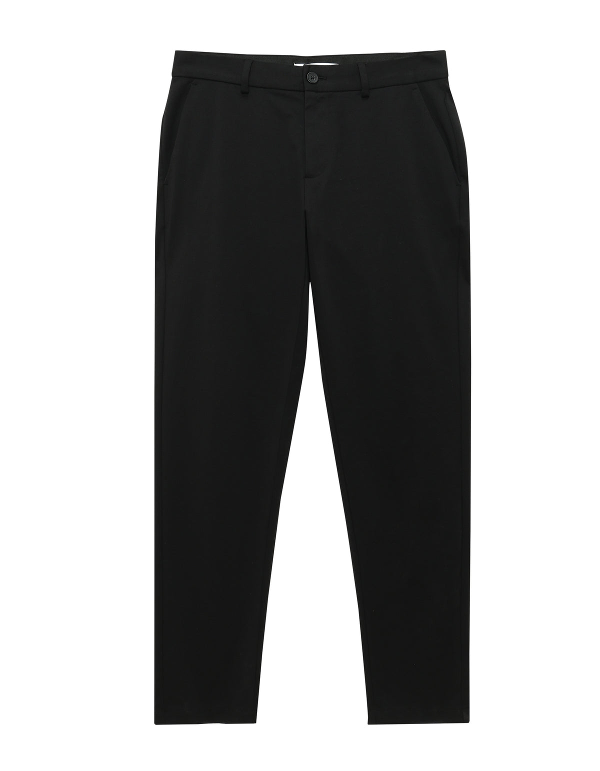 Slim Fit Cotton Blend Solid Casual Trousers - Black