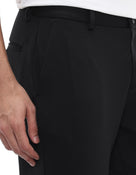 Slim Fit Cotton Blend Solid Casual Trousers - Black