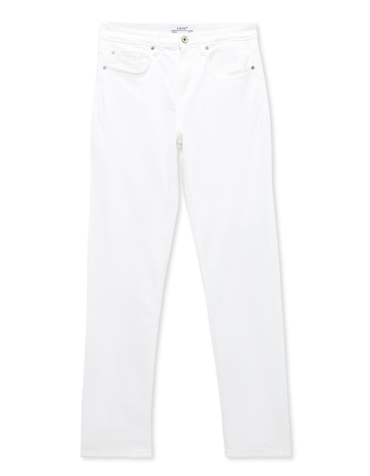 Loose Fit Stretch Cotton Jeans - White