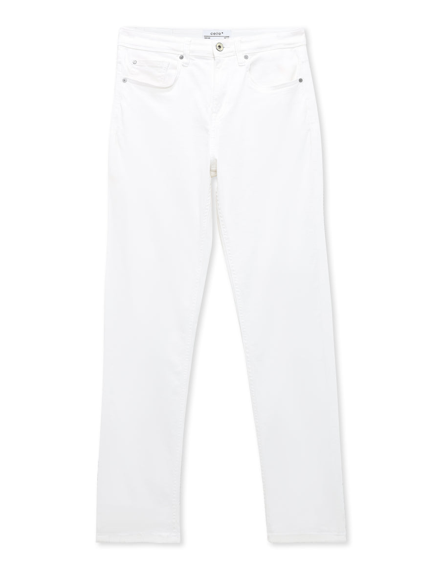 Loose Fit Stretch Cotton Jeans - White