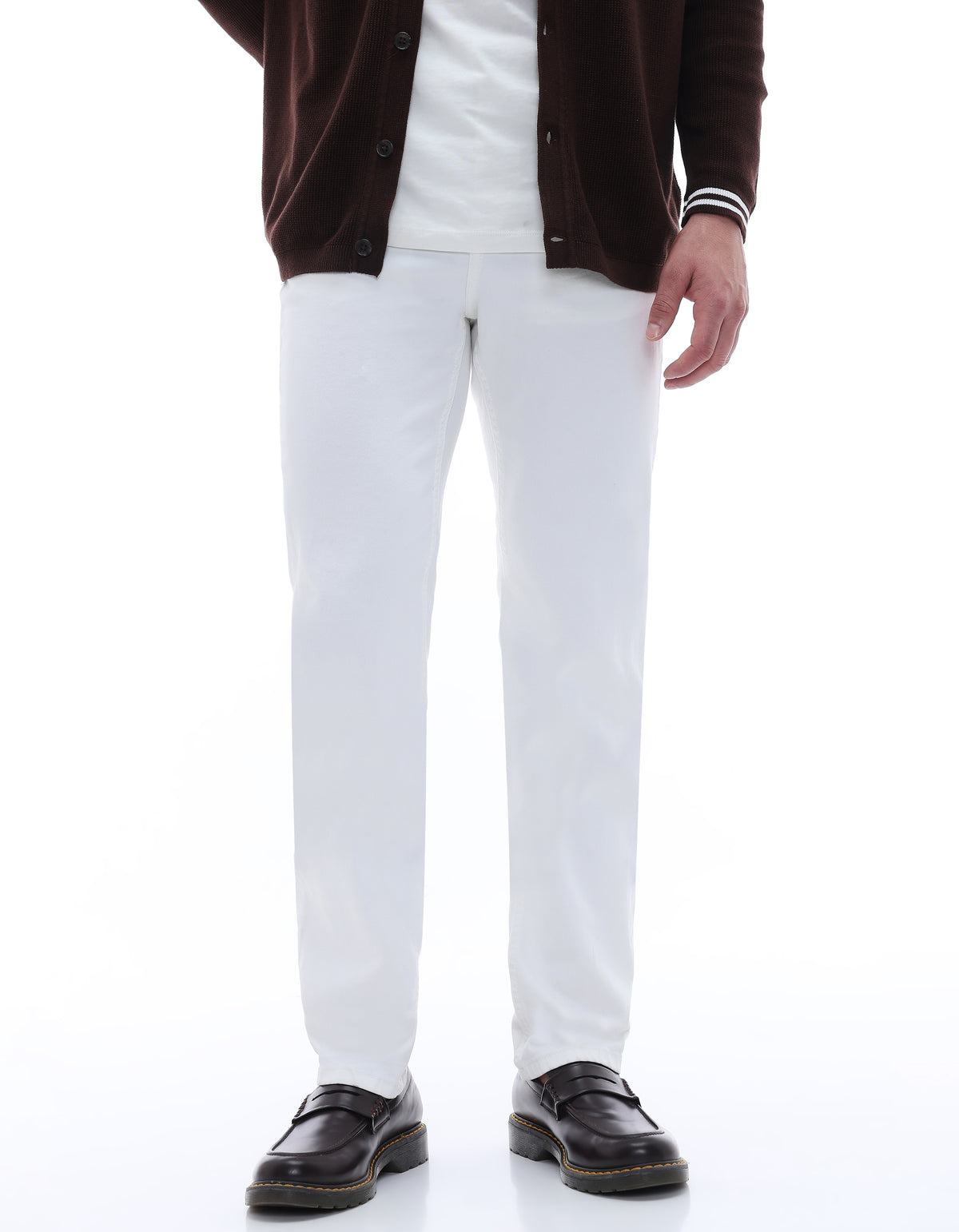 Loose Fit Stretch Cotton Jeans - White
