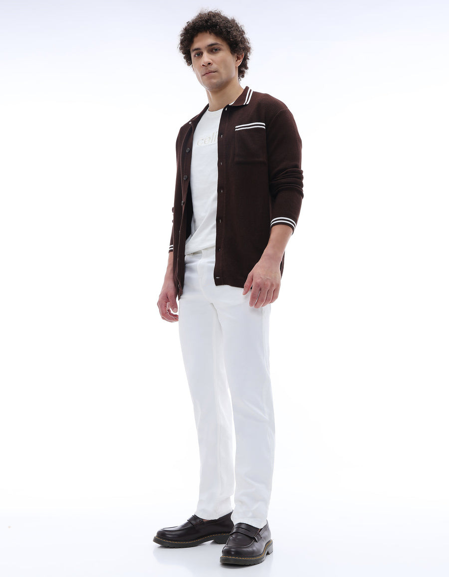 Loose Fit Stretch Cotton Jeans - White