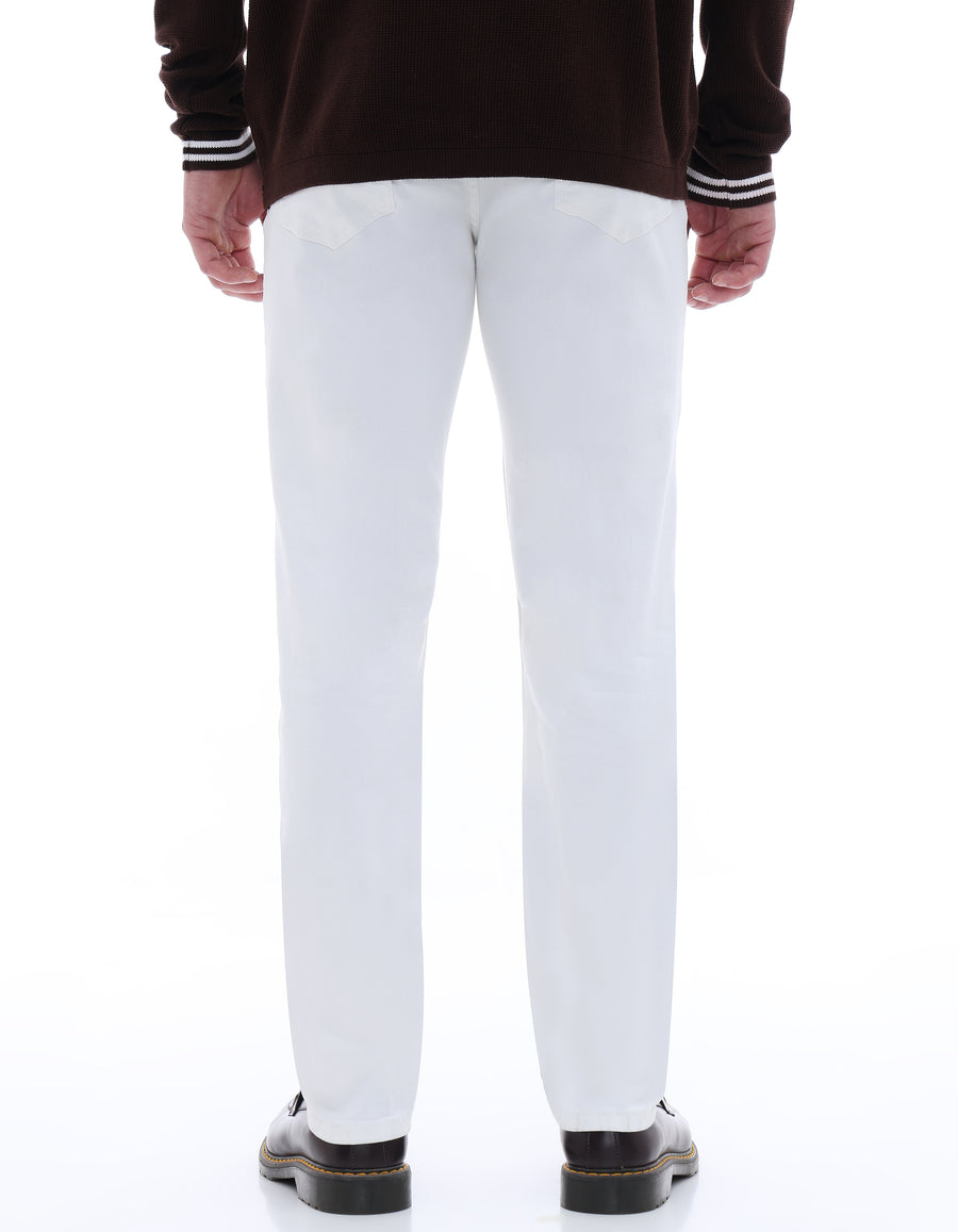 Loose Fit Stretch Cotton Jeans - White