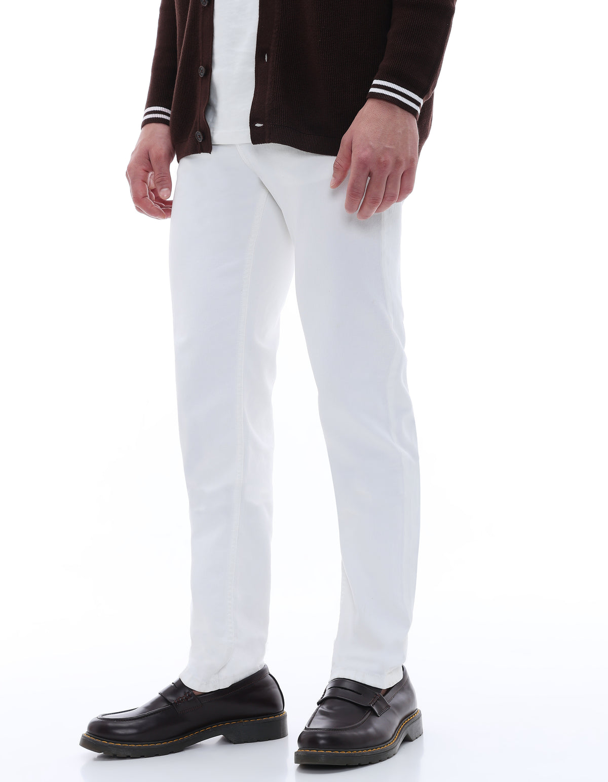 Loose Fit Stretch Cotton Jeans - White