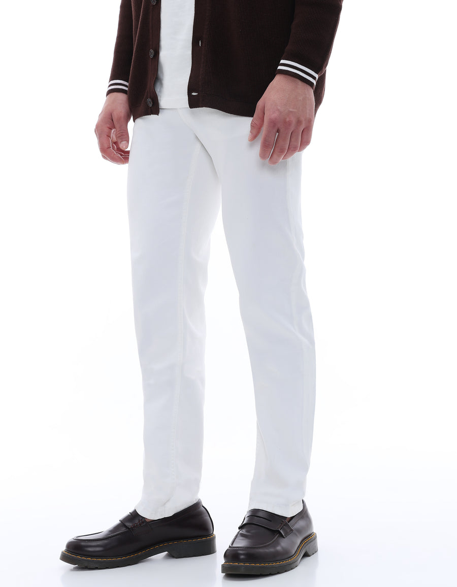 Loose Fit Stretch Cotton Jeans - White