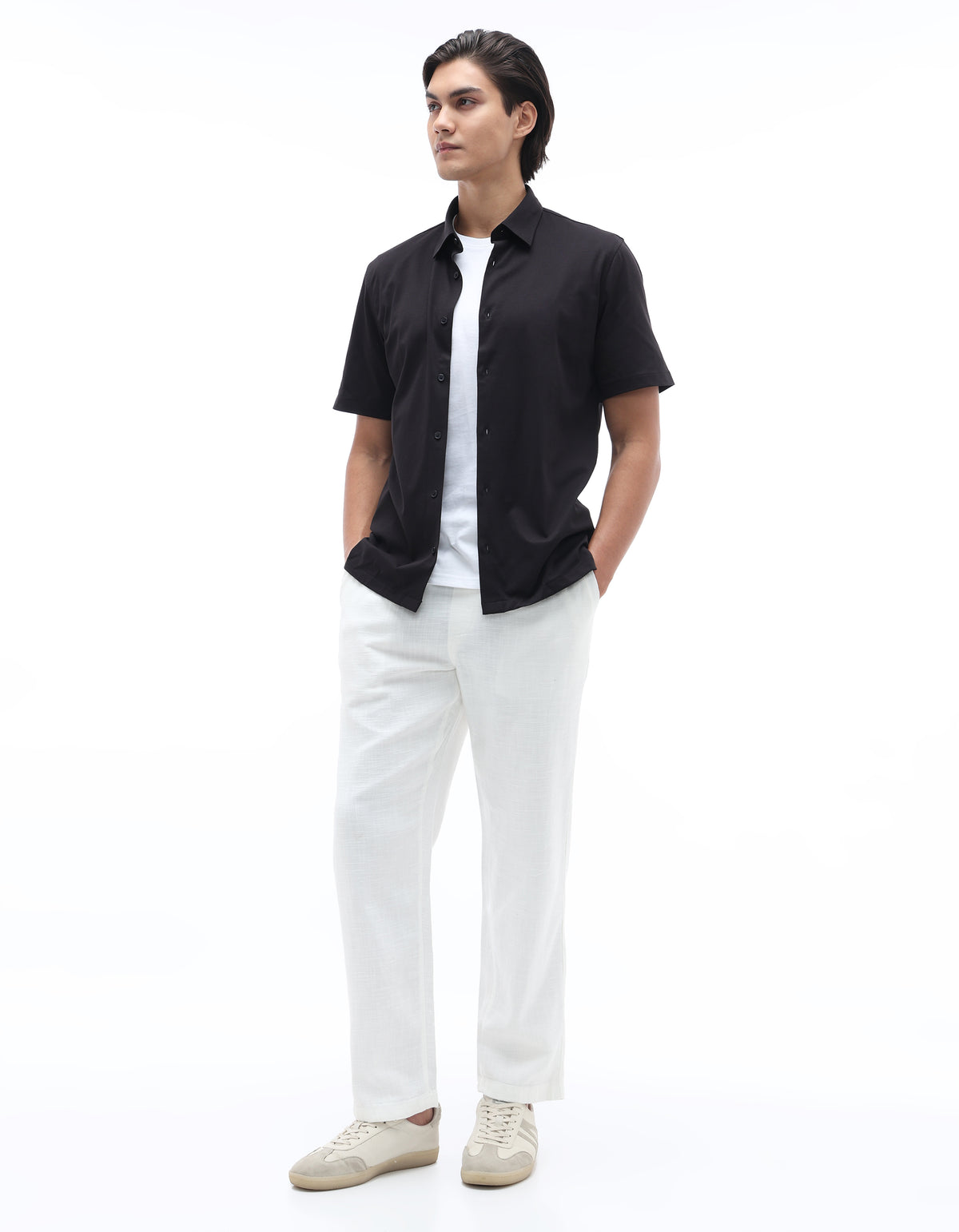 Relaxed Fit 100% Cotton Trousers - Off White