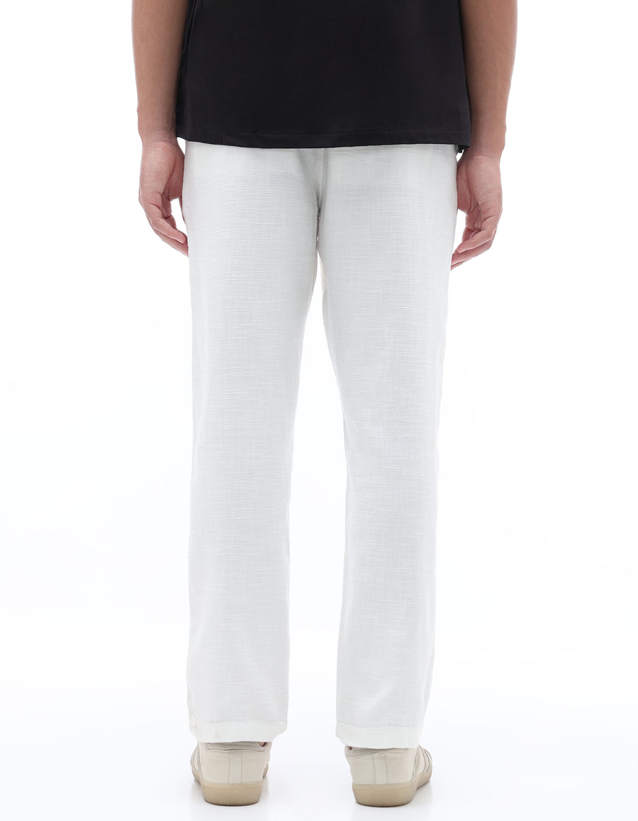 Relaxed Fit 100% Cotton Trousers - Off White