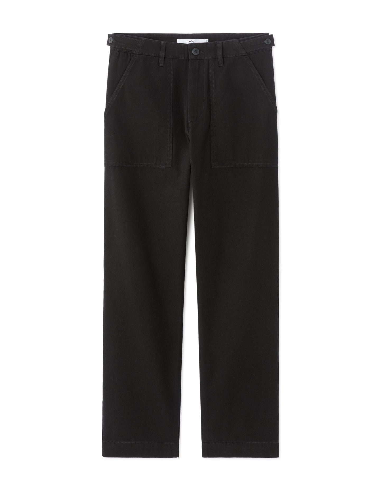 Straight Fit 100% Cotton Trousers - Black