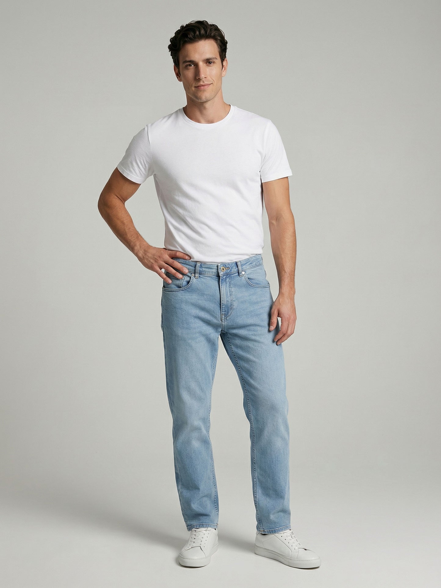 Celio* Men Blue Solid Straight Fit Cotton Jeans