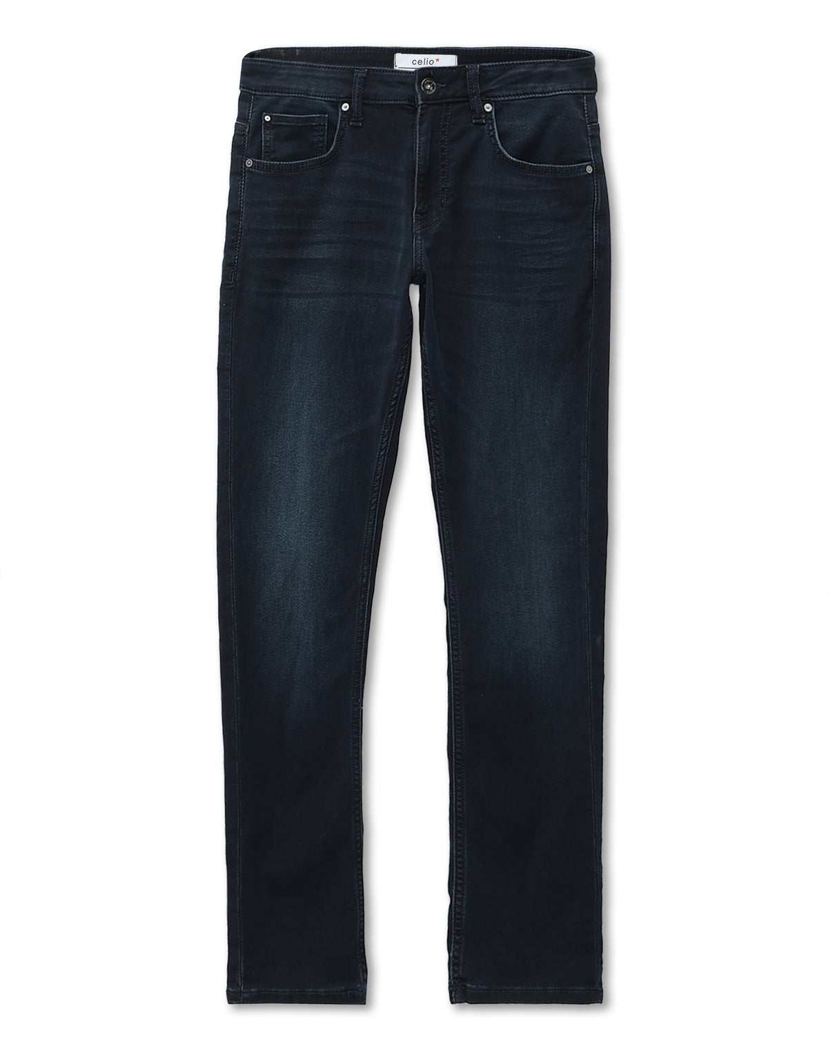 Slim Fit Stretch Cotton Dobby Jeans - Blue