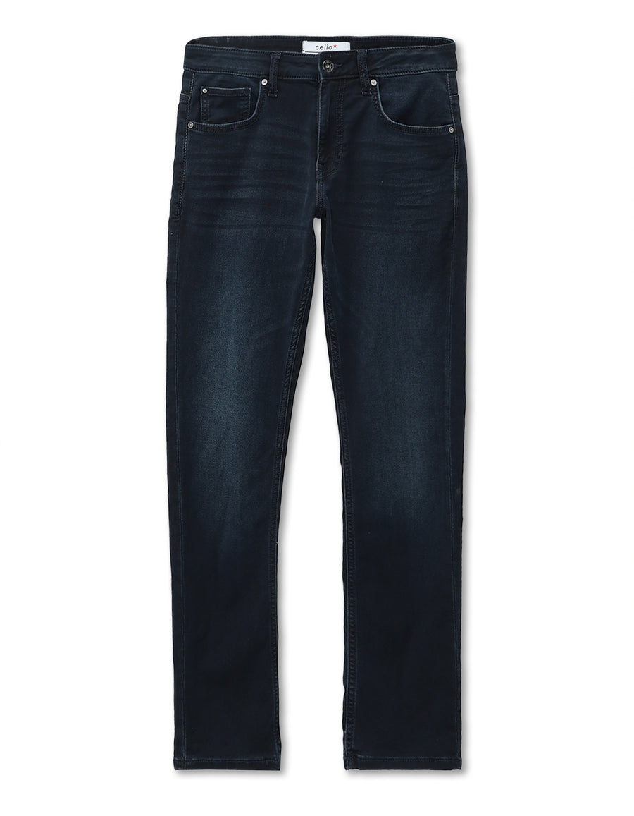 Slim Fit Stretch Cotton Dobby Jeans - Blue