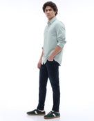 Slim Fit Stretch Cotton Dobby Jeans - Blue