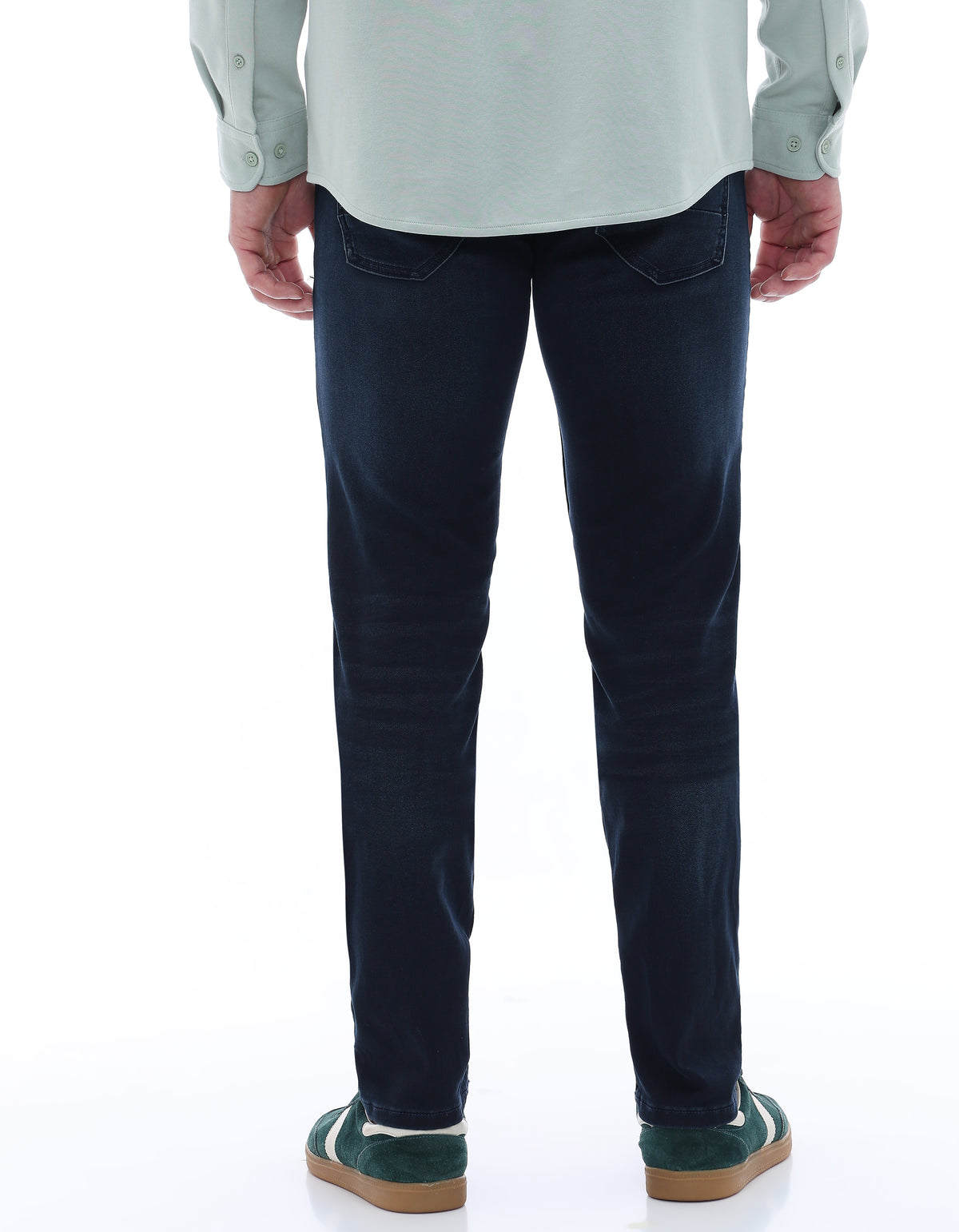 Slim Fit Stretch Cotton Dobby Jeans - Blue
