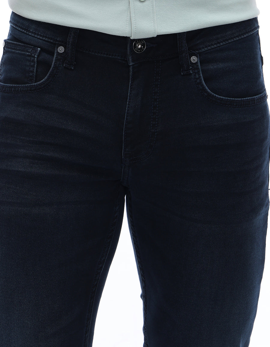 Slim Fit Stretch Cotton Dobby Jeans - Blue