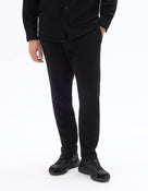 Slim Fit Cotton Blend Trousers - Black
