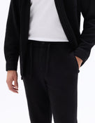 Slim Fit Cotton Blend Trousers - Black