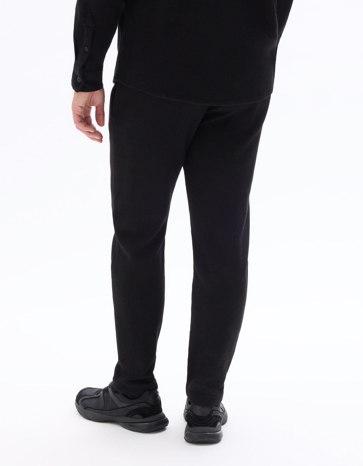 Slim Fit Cotton Blend Trousers - Black