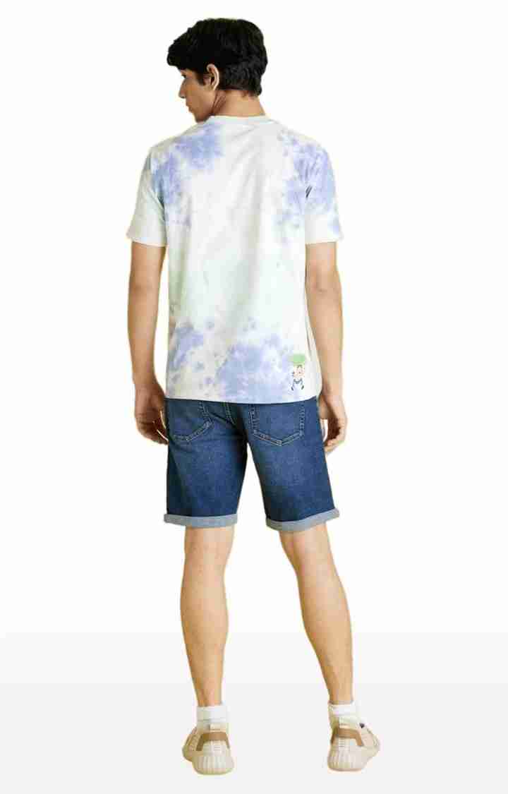 Celio* Cotton-Blend Regular Fit Blue Shorts