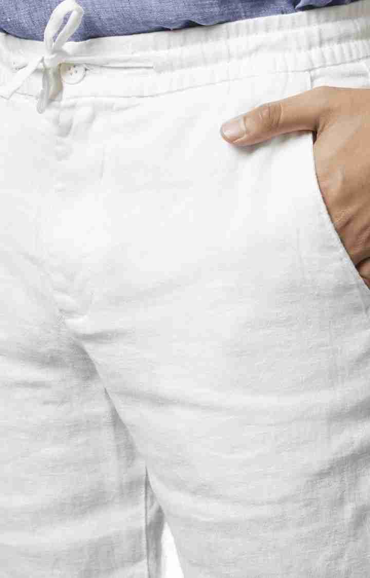 Celio* Linen Regular Fit White Shorts