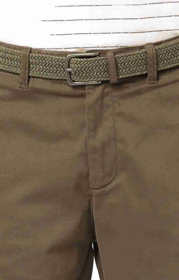 Celio* Cotton Regular Fit Olive Shorts