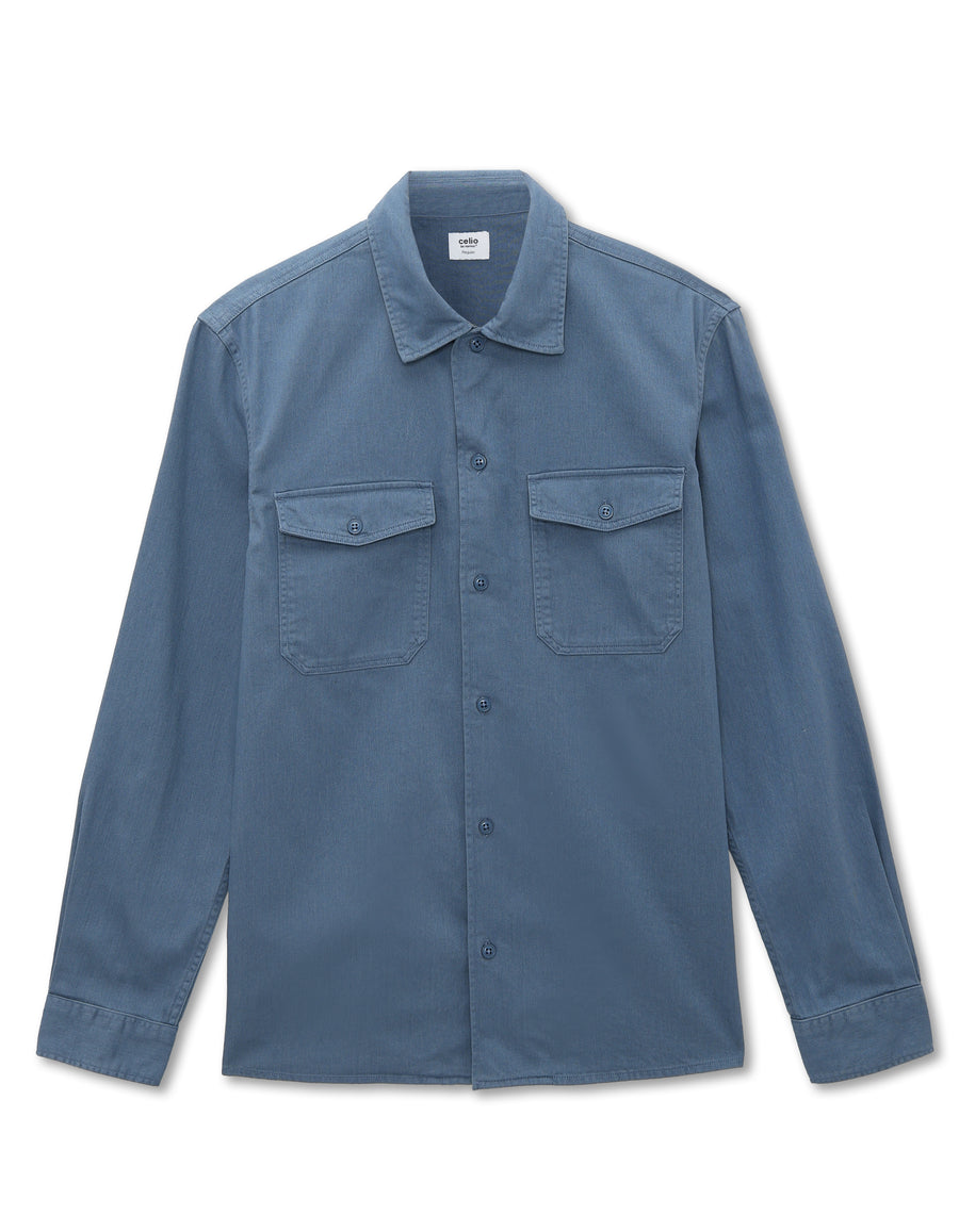 Regular Fit 100% Cotton Spread Collar Shirt - Blue