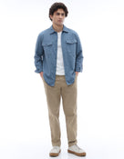 Regular Fit 100% Cotton Spread Collar Shirt - Blue