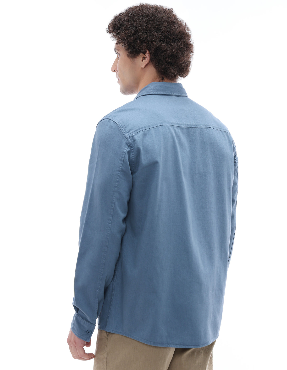 Regular Fit 100% Cotton Spread Collar Shirt - Blue