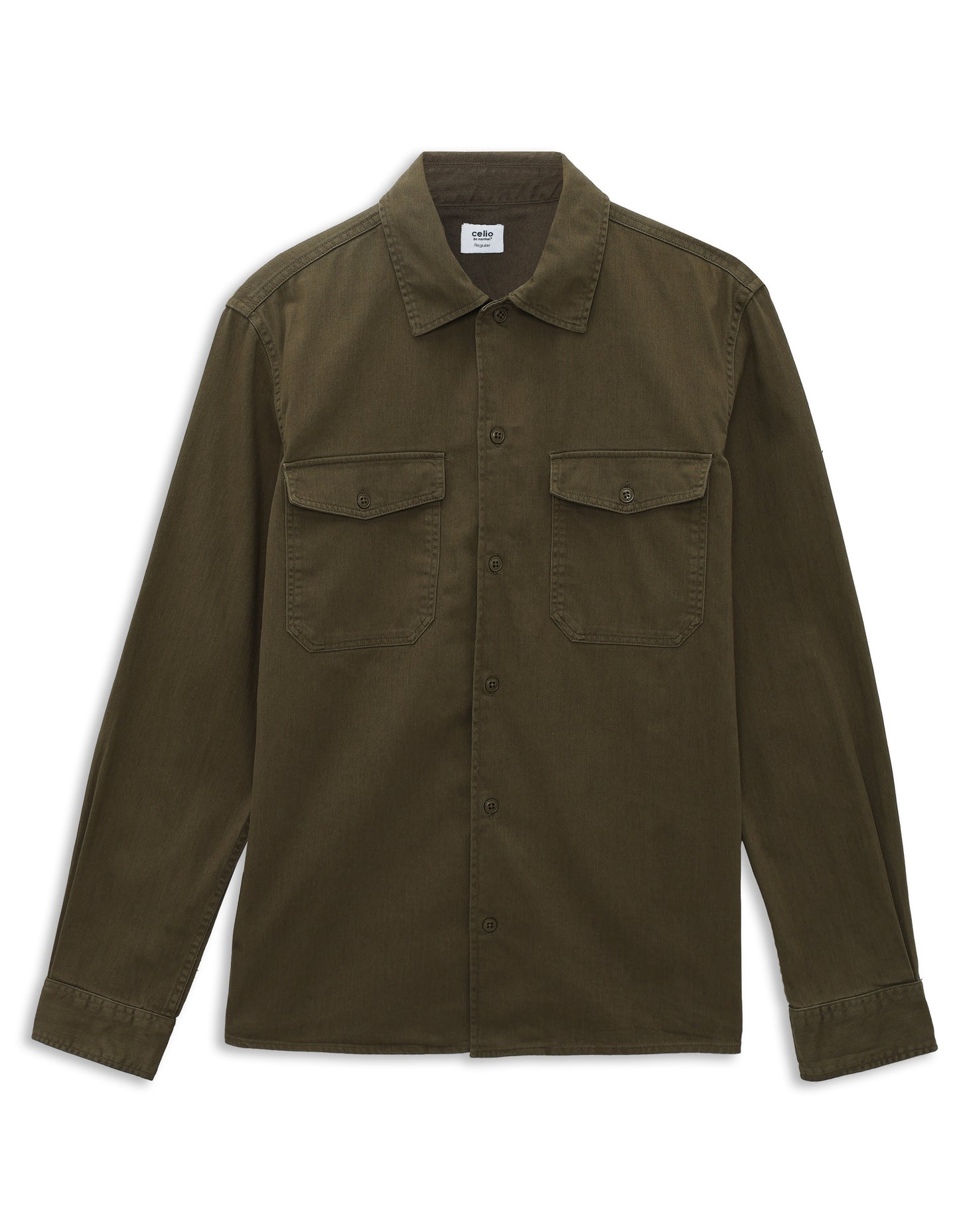 Regular Fit 100% Cotton Spread Collar Shirt - Khaki