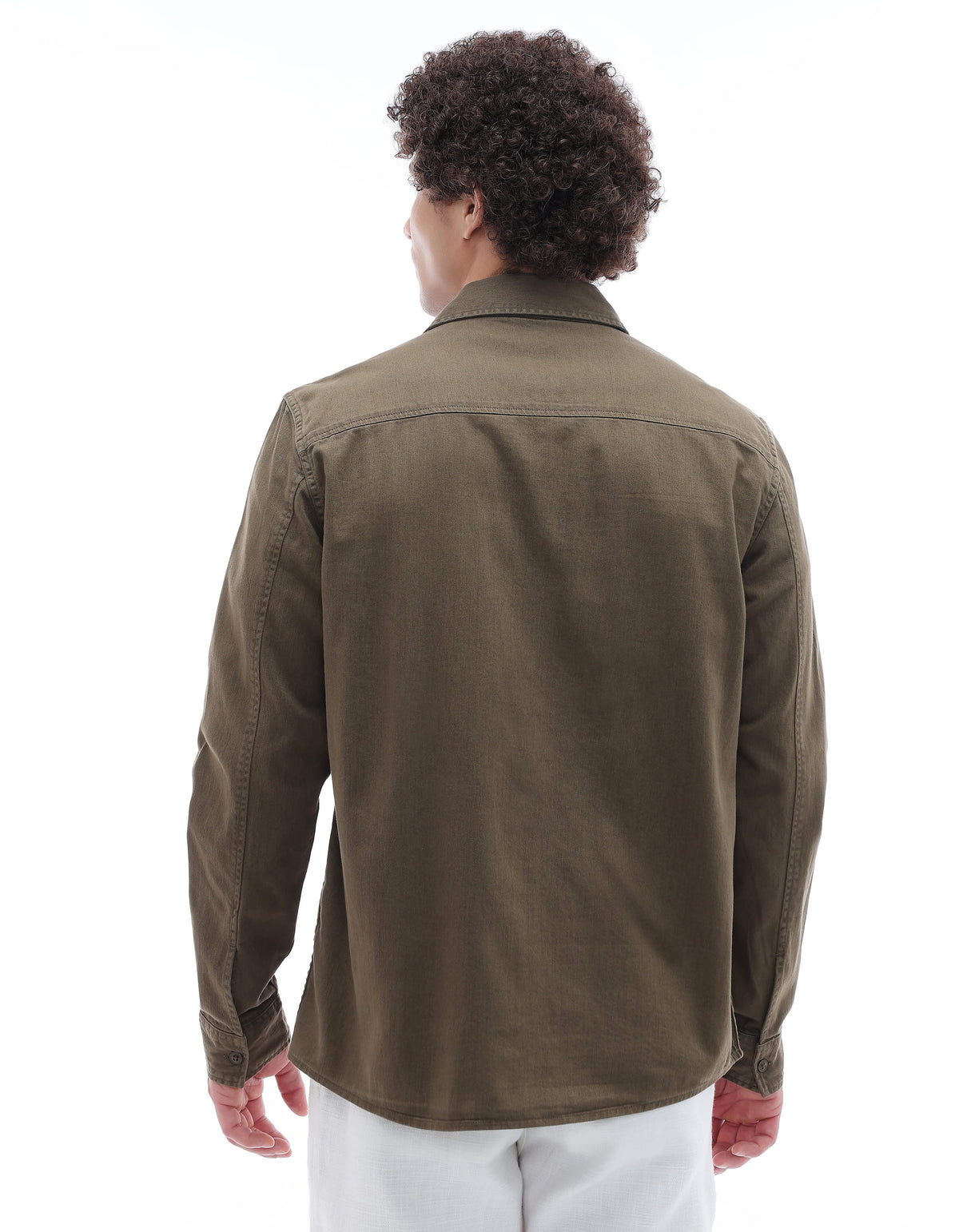 Regular Fit 100% Cotton Spread Collar Shirt - Khaki
