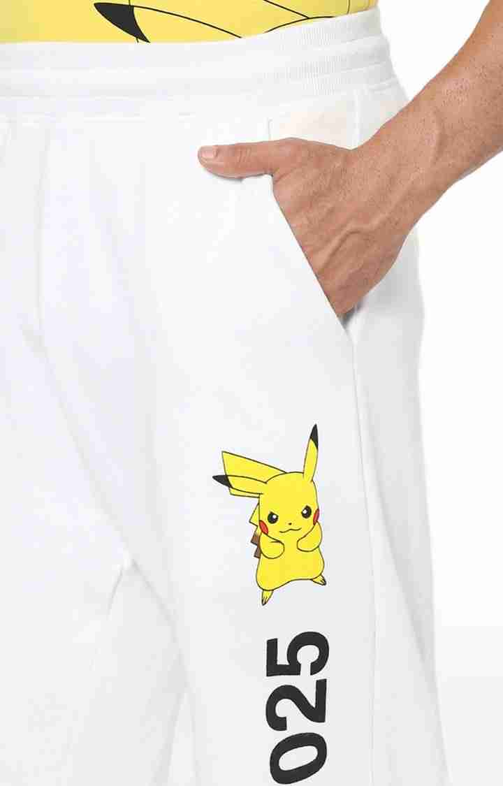 Celio* Pokemon Cotton Regular Fit White Trouser