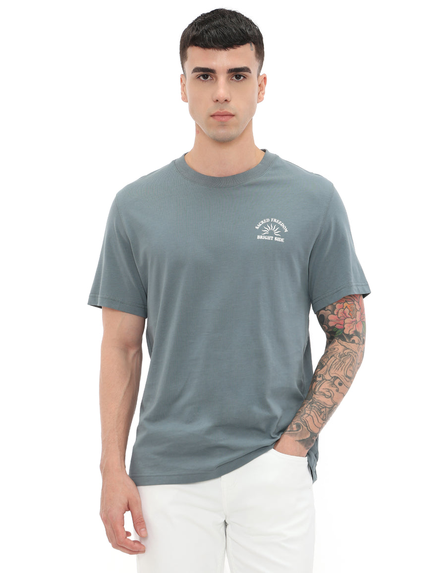 Boxy Fit 100% Cotton Printed Crew Neck T-Shirts